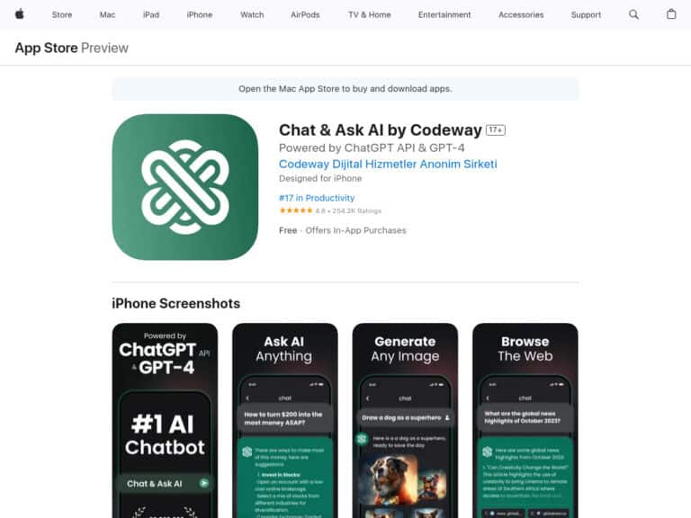 Chat & Ask AI App for iOS & Android